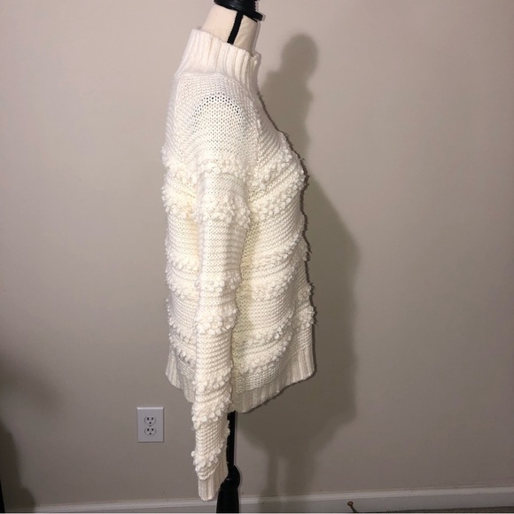 M Magaschoni Womens Size Small Sweater Knobby High Neck Long Sleeve Cream Cozy - Picture 3 of 7